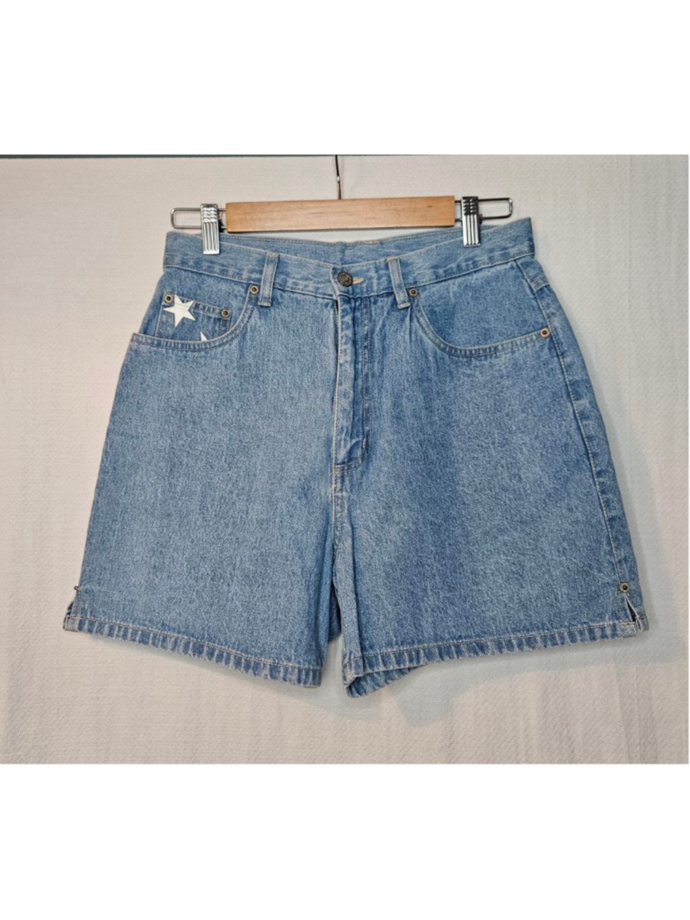Vintage 90s Bill Blass Denim Shorts Y2K High Rise USA Flag Pocket Mom Jean 6 - Picture 3 of 7